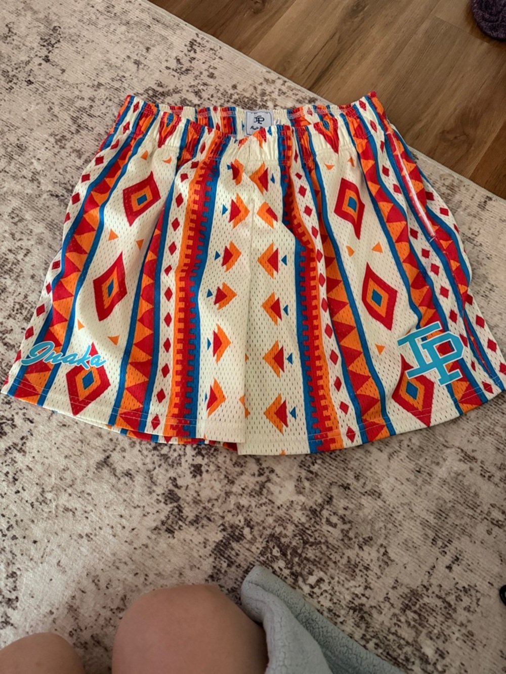 INAKA Patterned Cream and Red Athletic Skirt